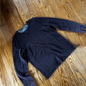 Eddie Bauer Men's Heathered Purple Crewneck Waffle/grid Shirt